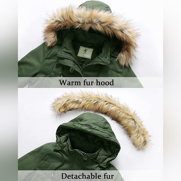 Women's Winter Parka Jacket with Fur Hood - Picture 2 of 10